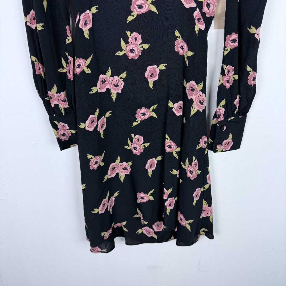 NWT Flynn Skye Elena Mini Dress Night Heavens Floral Long Sleeve Black Size XS - Picture 4 of 15